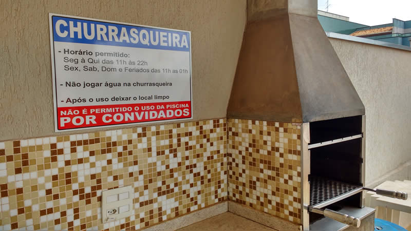 Placa de Sinalização Aviso Não Jogue Água Dentro da Churrasqueira